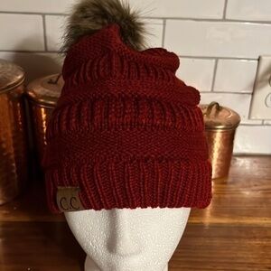 C C branded slouchy hat!! Beanie. New with Pom Pom